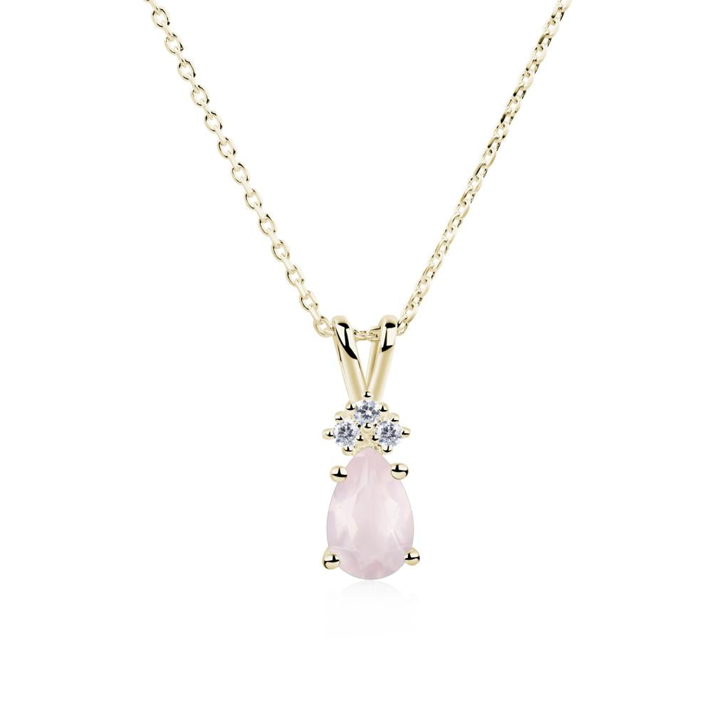 Pear Shaped Rose Quartz Necklace - LUO Jewelry #metal_14k yellow gold