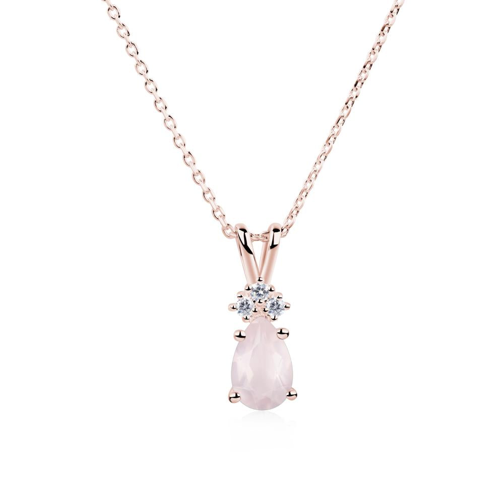 Pear Shaped Rose Quartz Necklace - LUO Jewelry #metal_18k rose gold