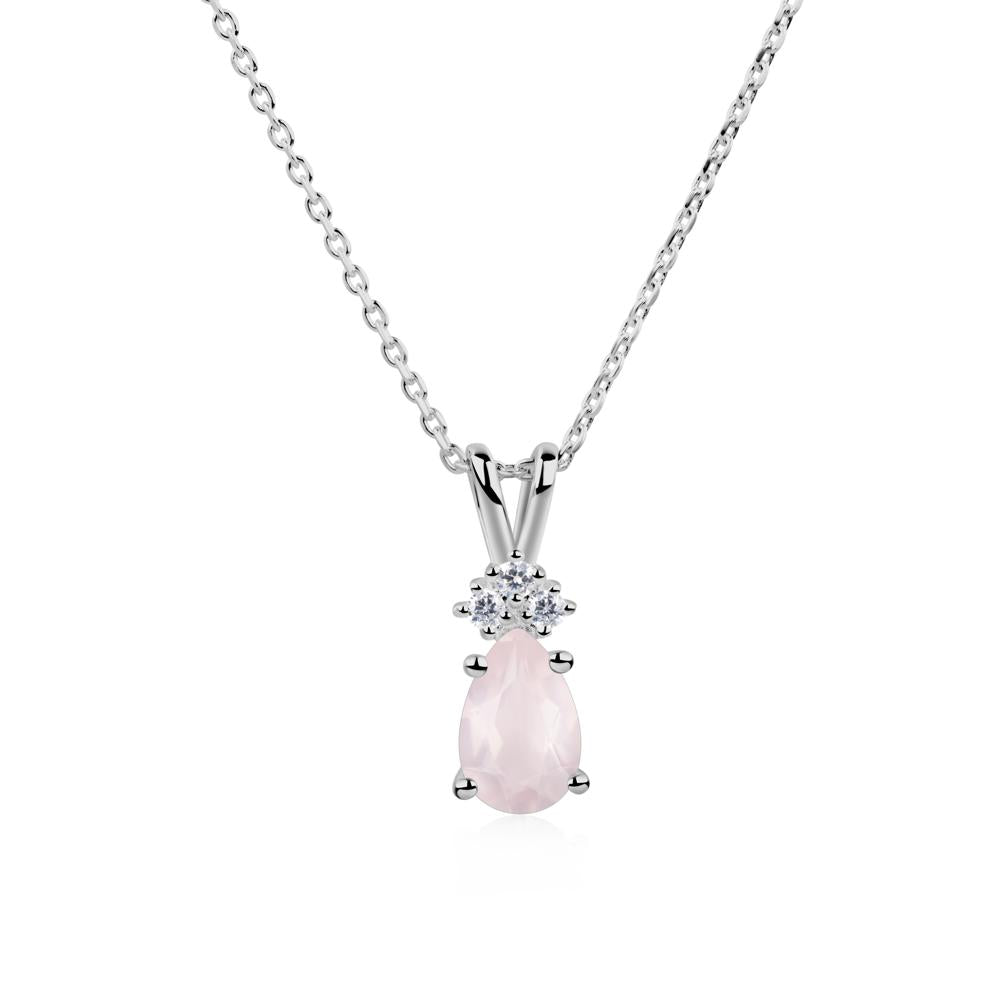 Pear Shaped Rose Quartz Necklace - LUO Jewelry #metal_platinum