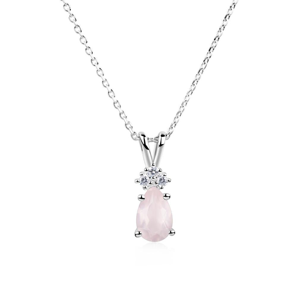 Pear Shaped Rose Quartz Necklace - LUO Jewelry #metal_sterling silver