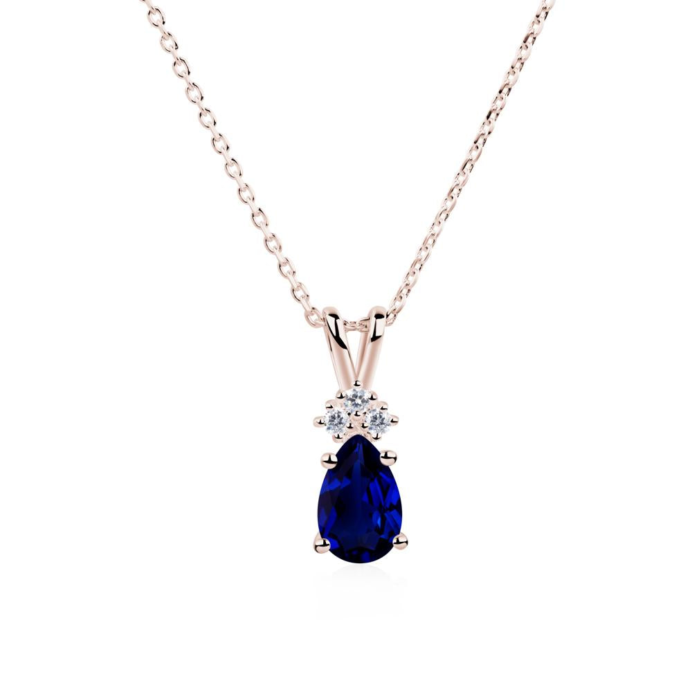 Pear Shaped Sapphire Necklace - LUO Jewelry #metal_14k rose gold