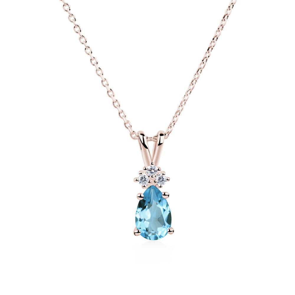 Pear Shaped Swiss Blue Topaz Necklace - LUO Jewelry #metal_14k rose gold