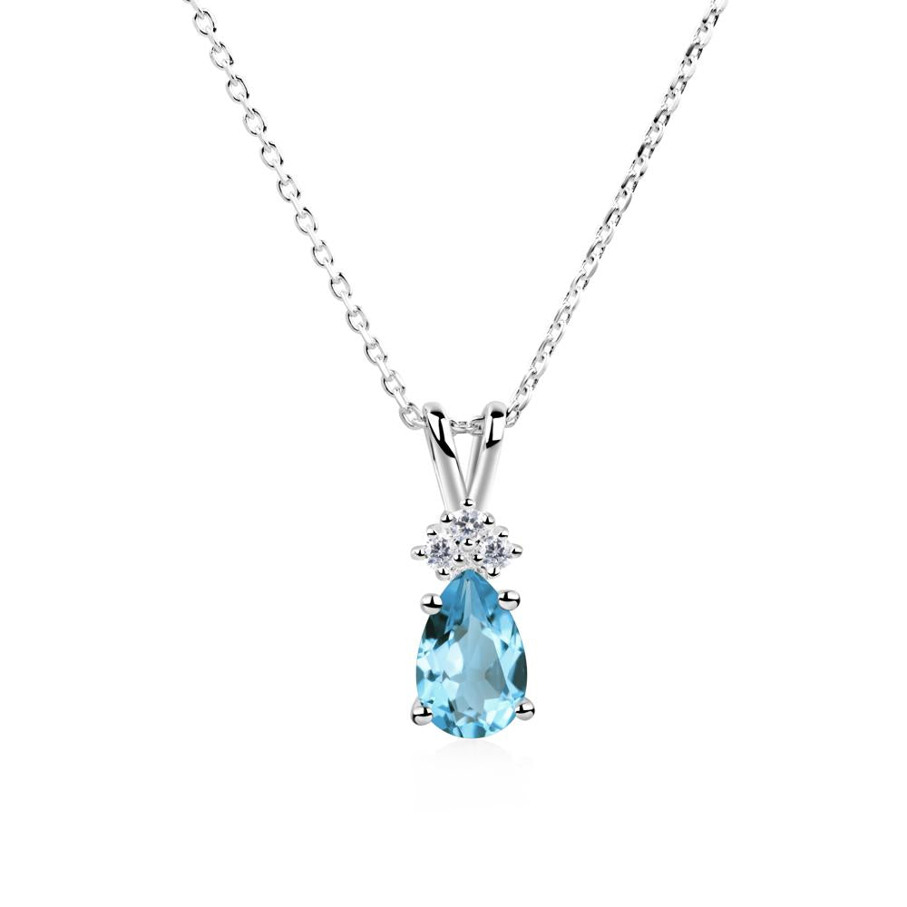 Pear Shaped Swiss Blue Topaz Necklace - LUO Jewelry #metal_14k white gold