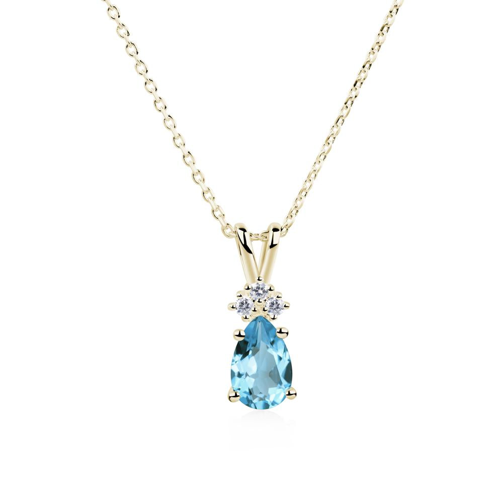 Pear Shaped Swiss Blue Topaz Necklace - LUO Jewelry #metal_14k yellow gold