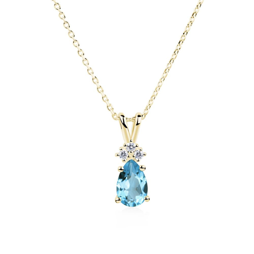 Pear Shaped Swiss Blue Topaz Necklace - LUO Jewelry #metal_18k yellow gold