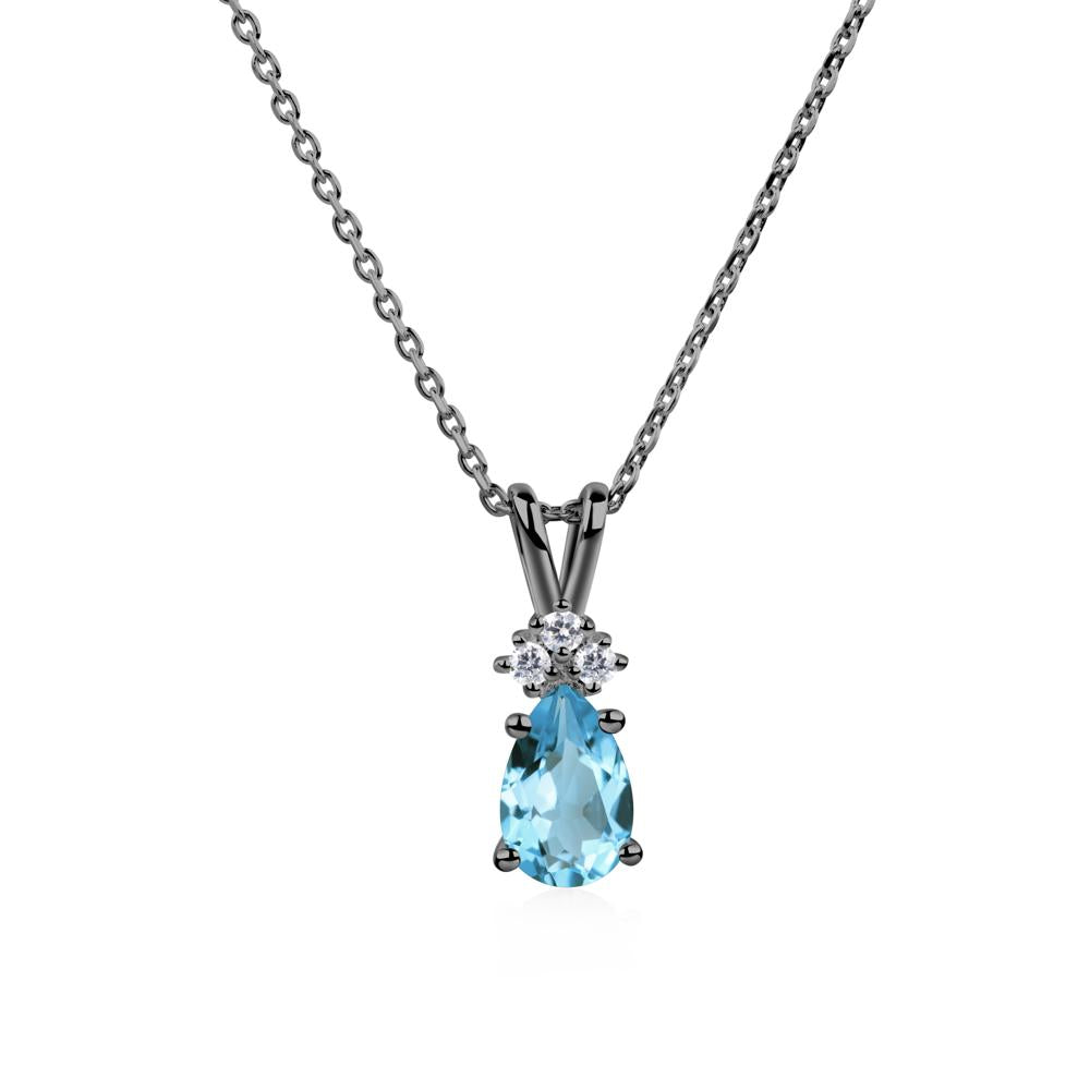 Pear Shaped Swiss Blue Topaz Necklace - LUO Jewelry #metal_black finish sterling silver