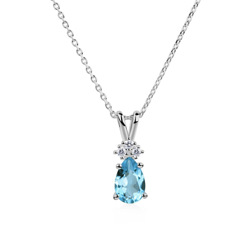 Pear Shaped Swiss Blue Topaz Necklace - LUO Jewelry #metal_platinum