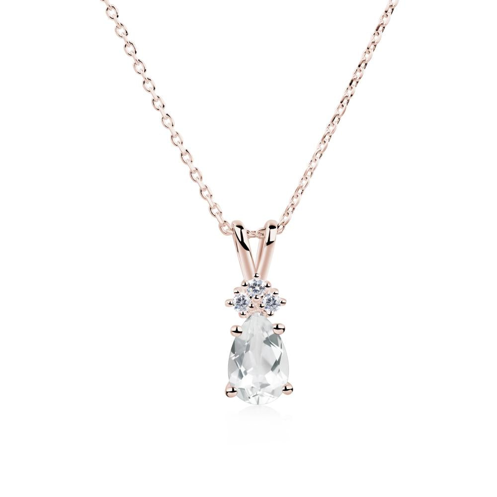 Pear Shaped White Topaz Necklace - LUO Jewelry #metal_14k rose gold