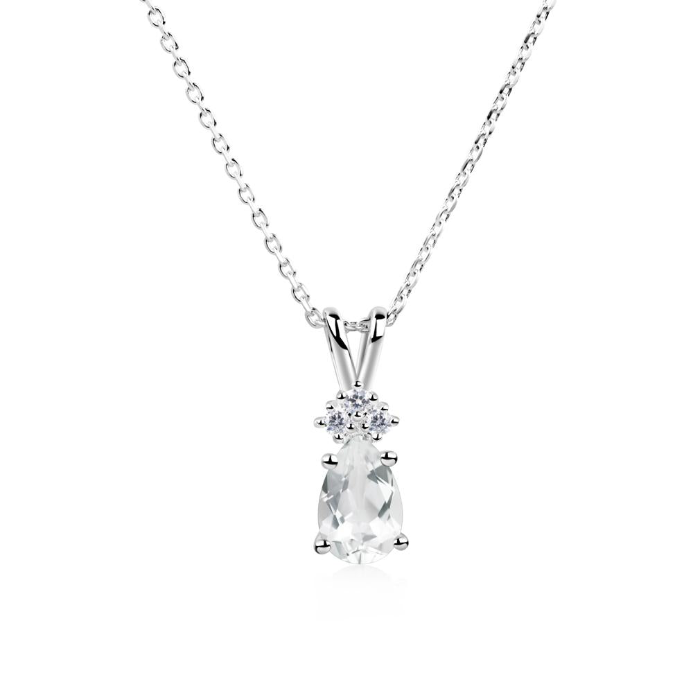 Pear Shaped White Topaz Necklace - LUO Jewelry #metal_14k white gold