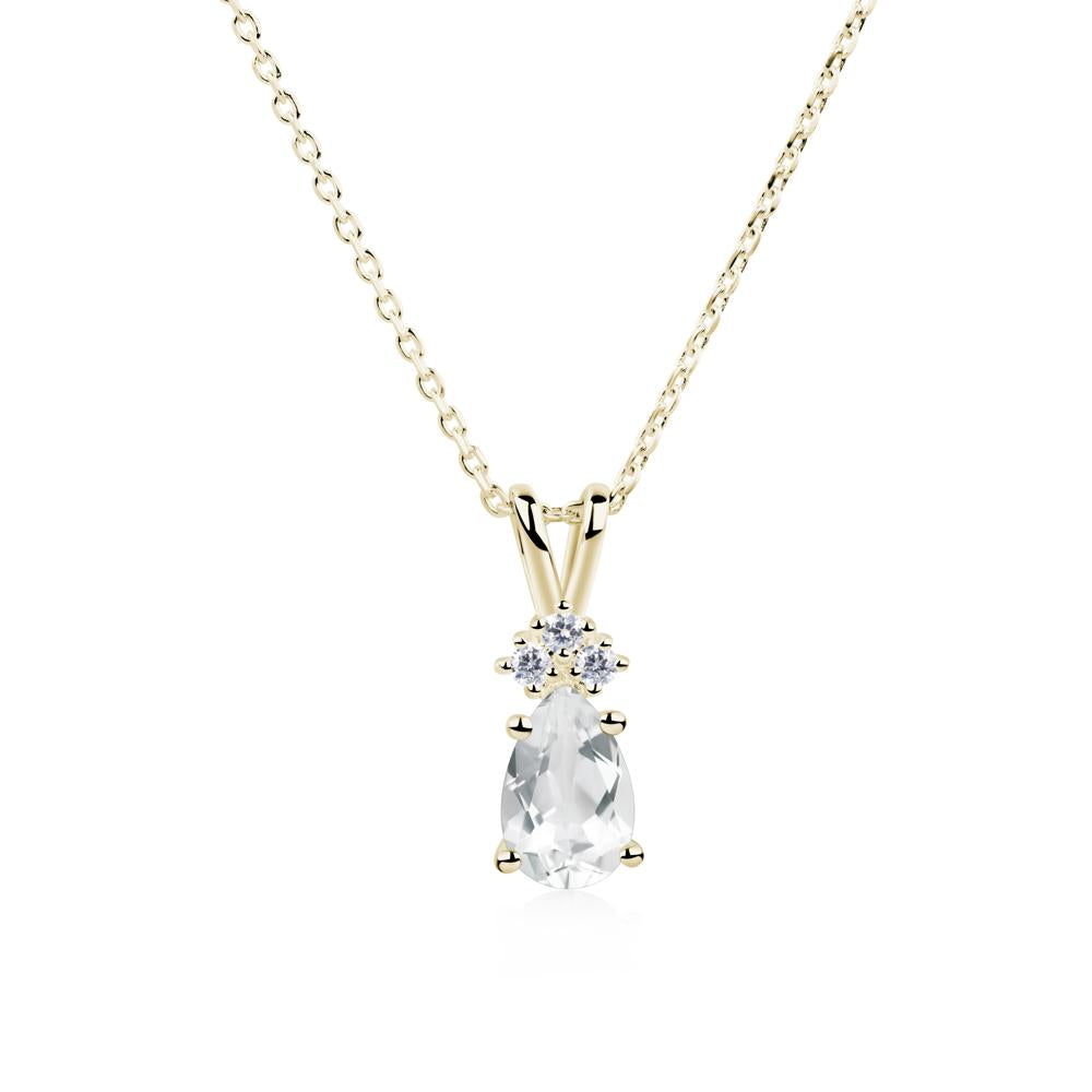 Pear Shaped White Topaz Necklace - LUO Jewelry #metal_14k yellow gold