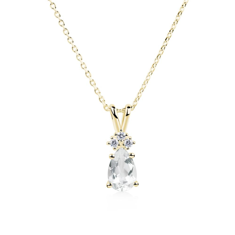 Pear Shaped White Topaz Necklace - LUO Jewelry #metal_18k yellow gold