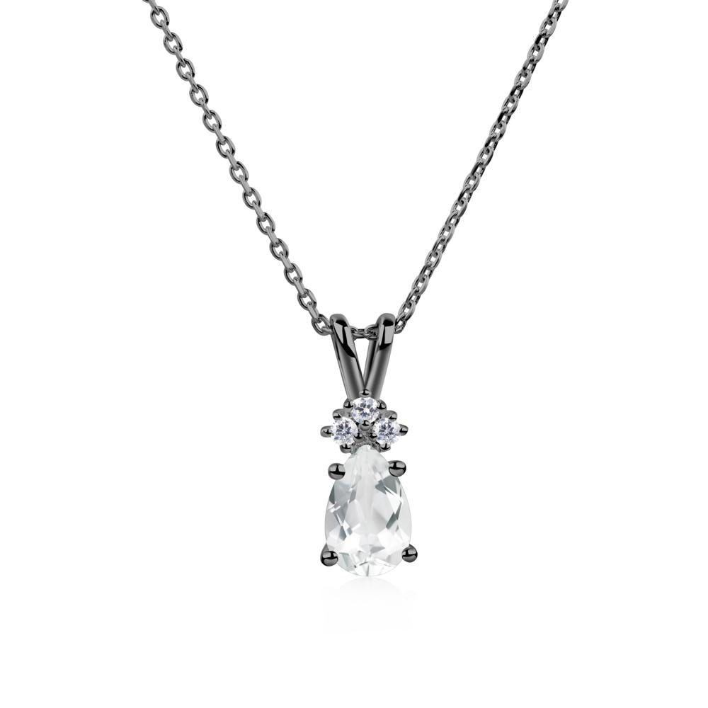 Pear Shaped White Topaz Necklace - LUO Jewelry #metal_black finish sterling silver