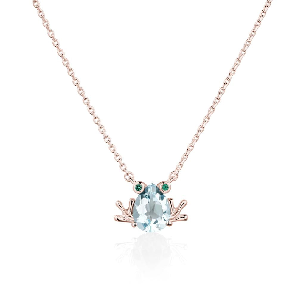 Aquamarine Frog Necklace | LUO Jewelry #metal_14k rose gold