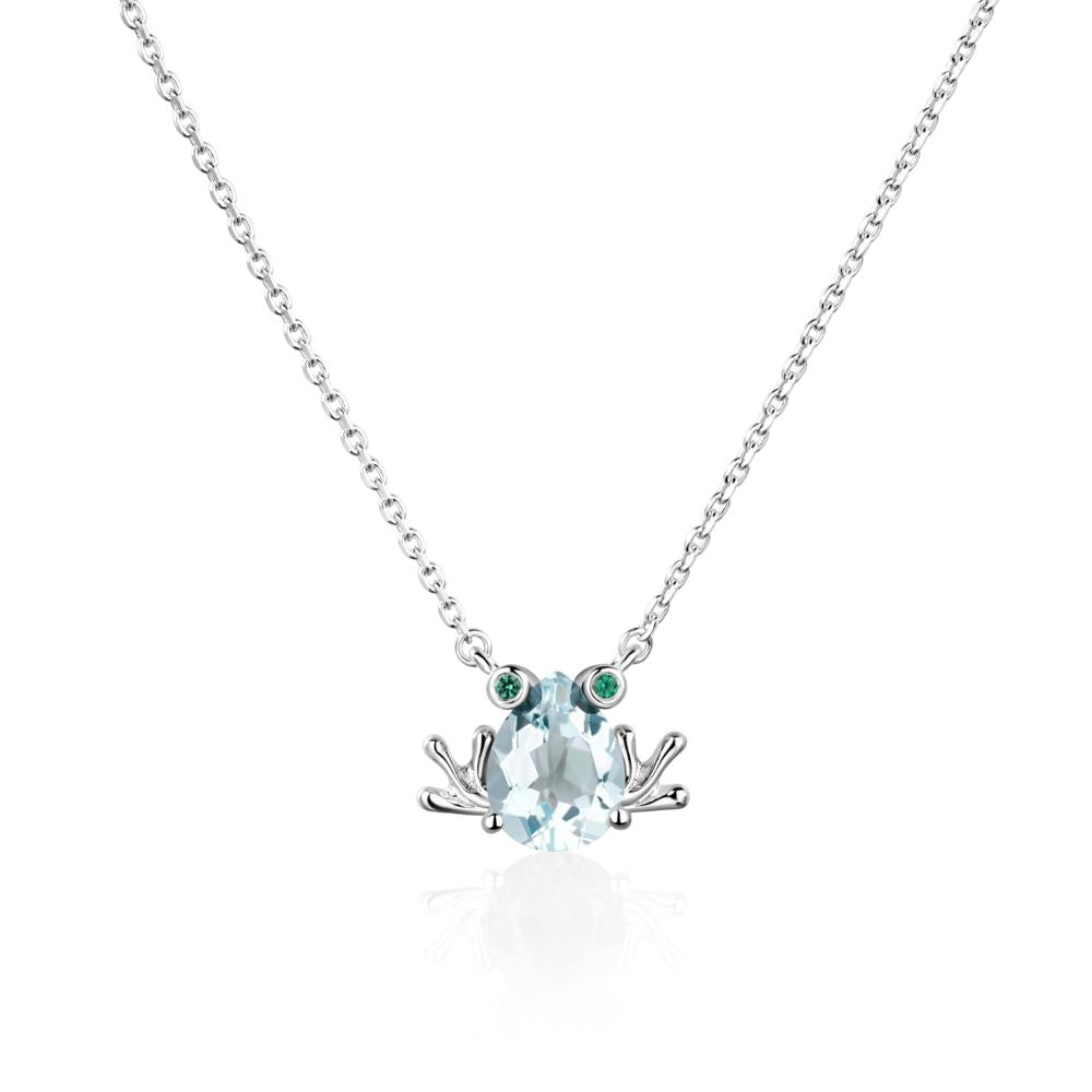 Aquamarine Frog Necklace | LUO Jewelry #metal_14k white gold