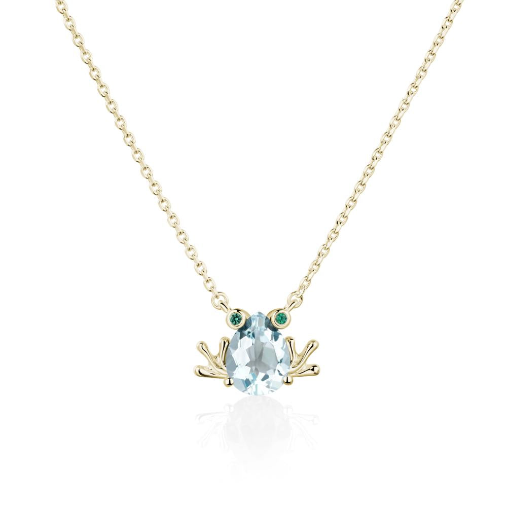 Aquamarine Frog Necklace | LUO Jewelry #metal_14k yellow gold