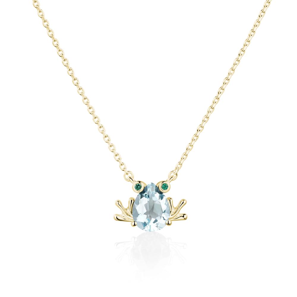 Aquamarine Frog Necklace | LUO Jewelry #metal_18k yellow gold