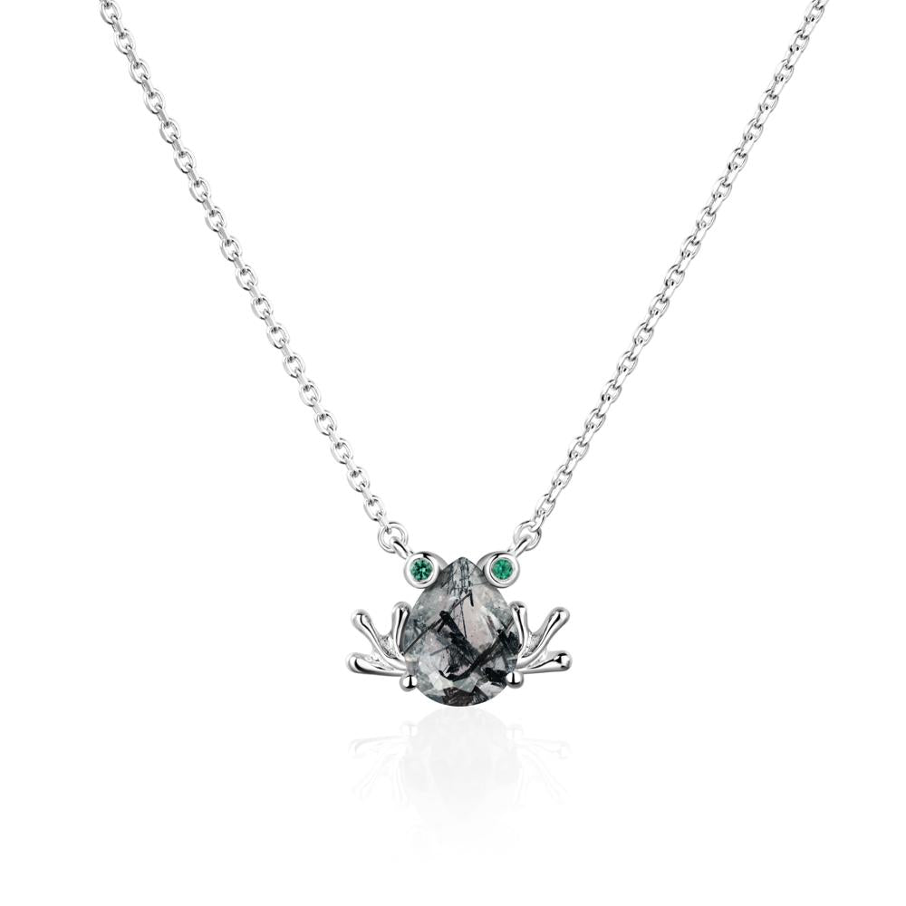 Black Rutilated Quartz Frog Necklace | LUO Jewelry #metal_14k white gold