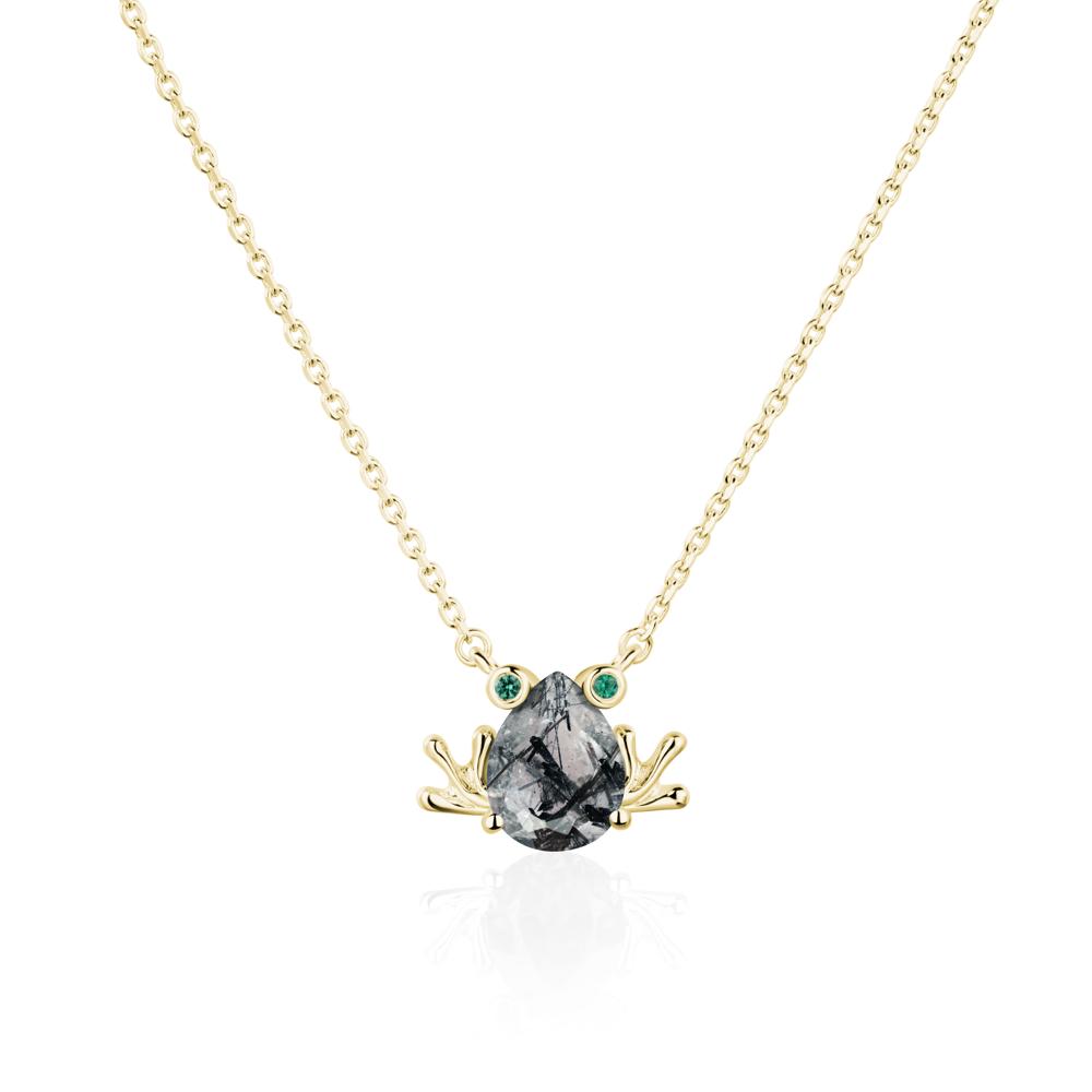 Black Rutilated Quartz Frog Necklace | LUO Jewelry #metal_18k yellow gold