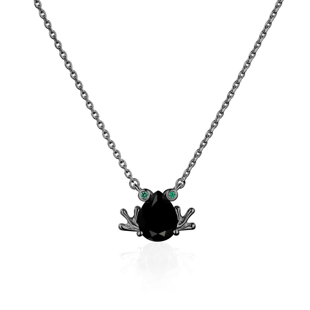 Black Spinel Frog Necklace | LUO Jewelry #metal_black finish sterling silver