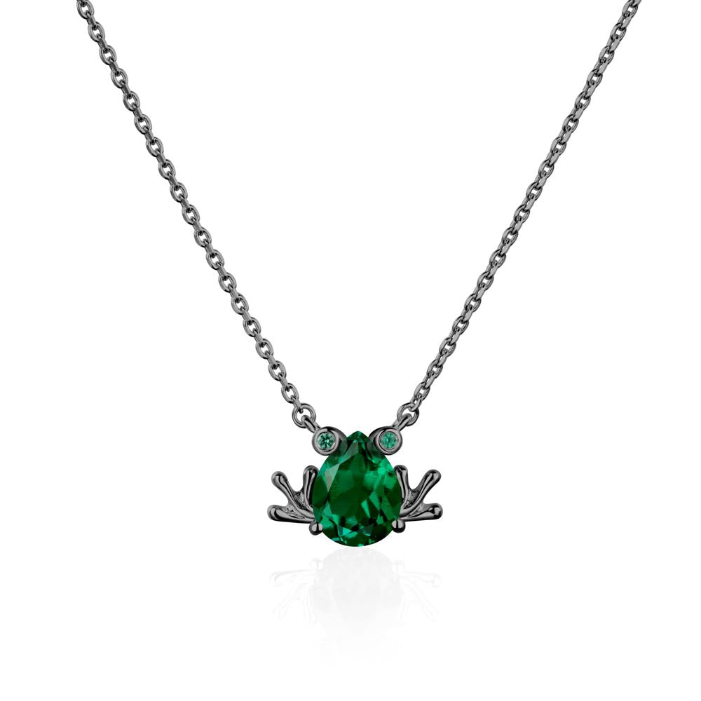 Emerald Frog Necklace | LUO Jewelry #metal_black finish sterling silver