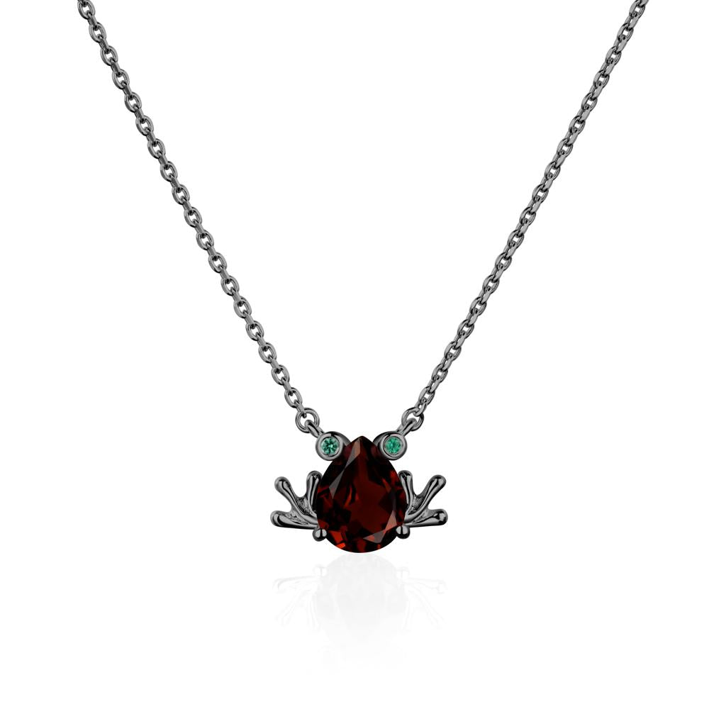 Garnet Frog Necklace | LUO Jewelry #metal_black finish sterling silver