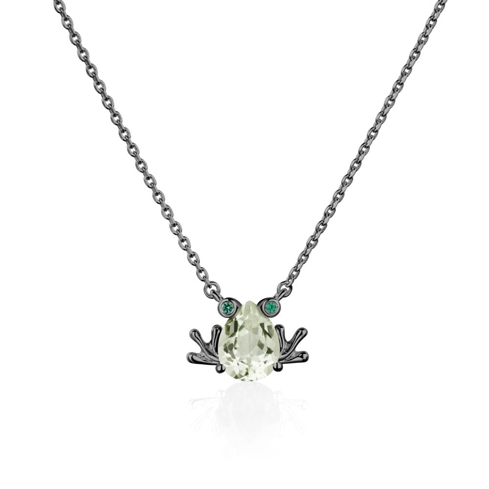 Green Amethyst Frog Necklace | LUO Jewelry #metal_black finish sterling silver