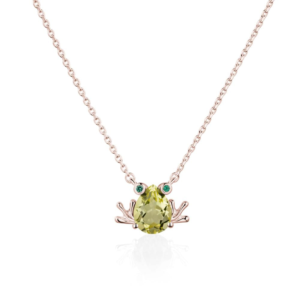 Lemon Quartz Frog Necklace | LUO Jewelry #metal_14k rose gold