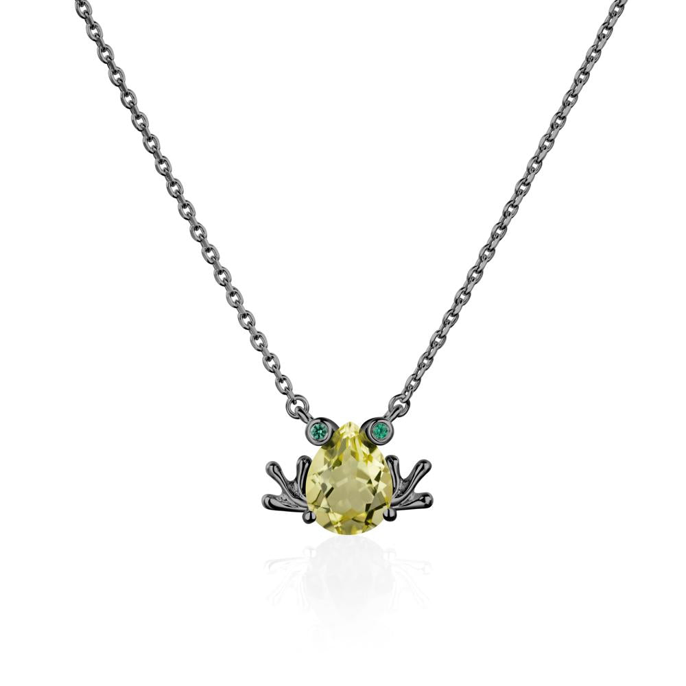 Lemon Quartz Frog Necklace | LUO Jewelry #metal_black finish sterling silver