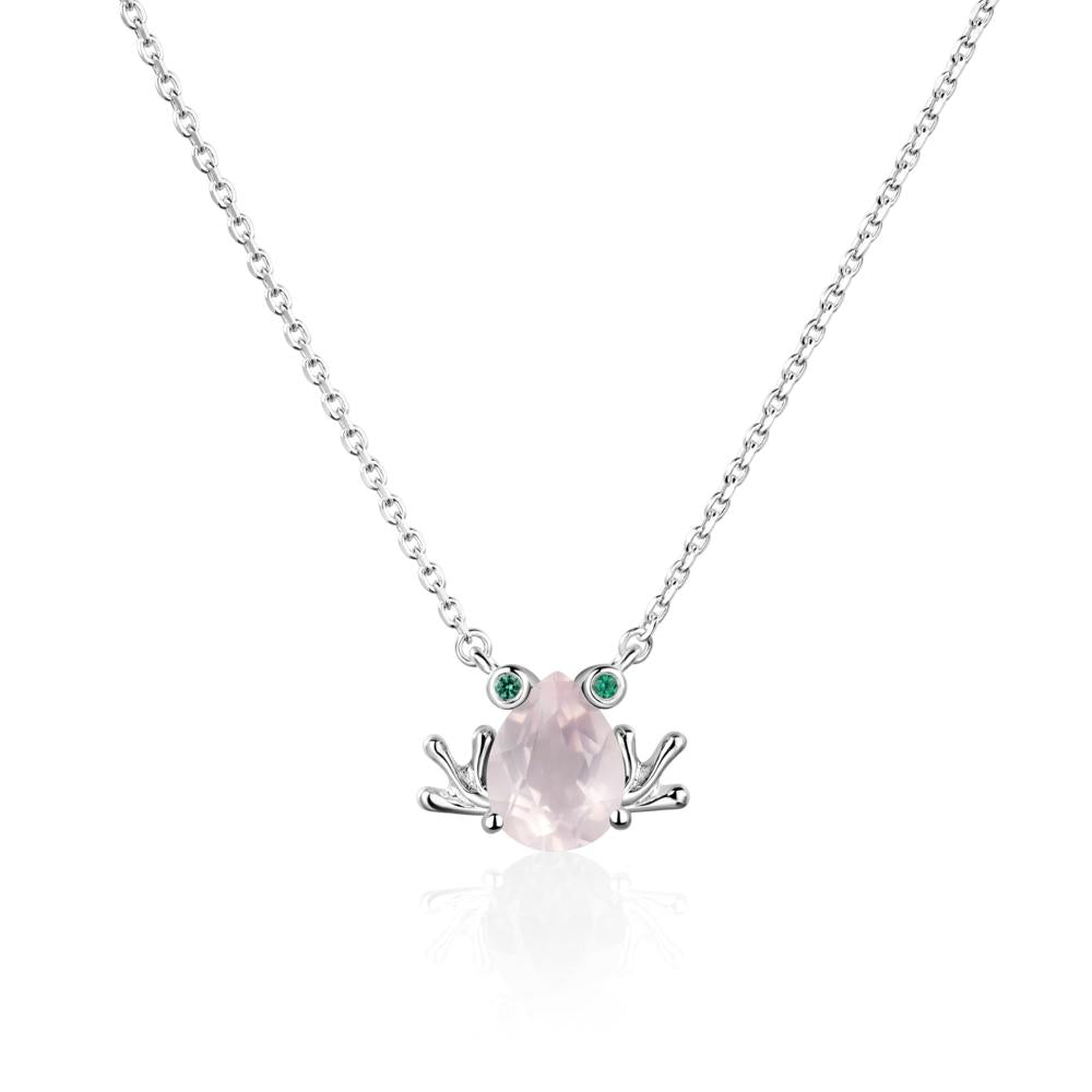 Rose Quartz Frog Necklace | LUO Jewelry #metal_14k white gold