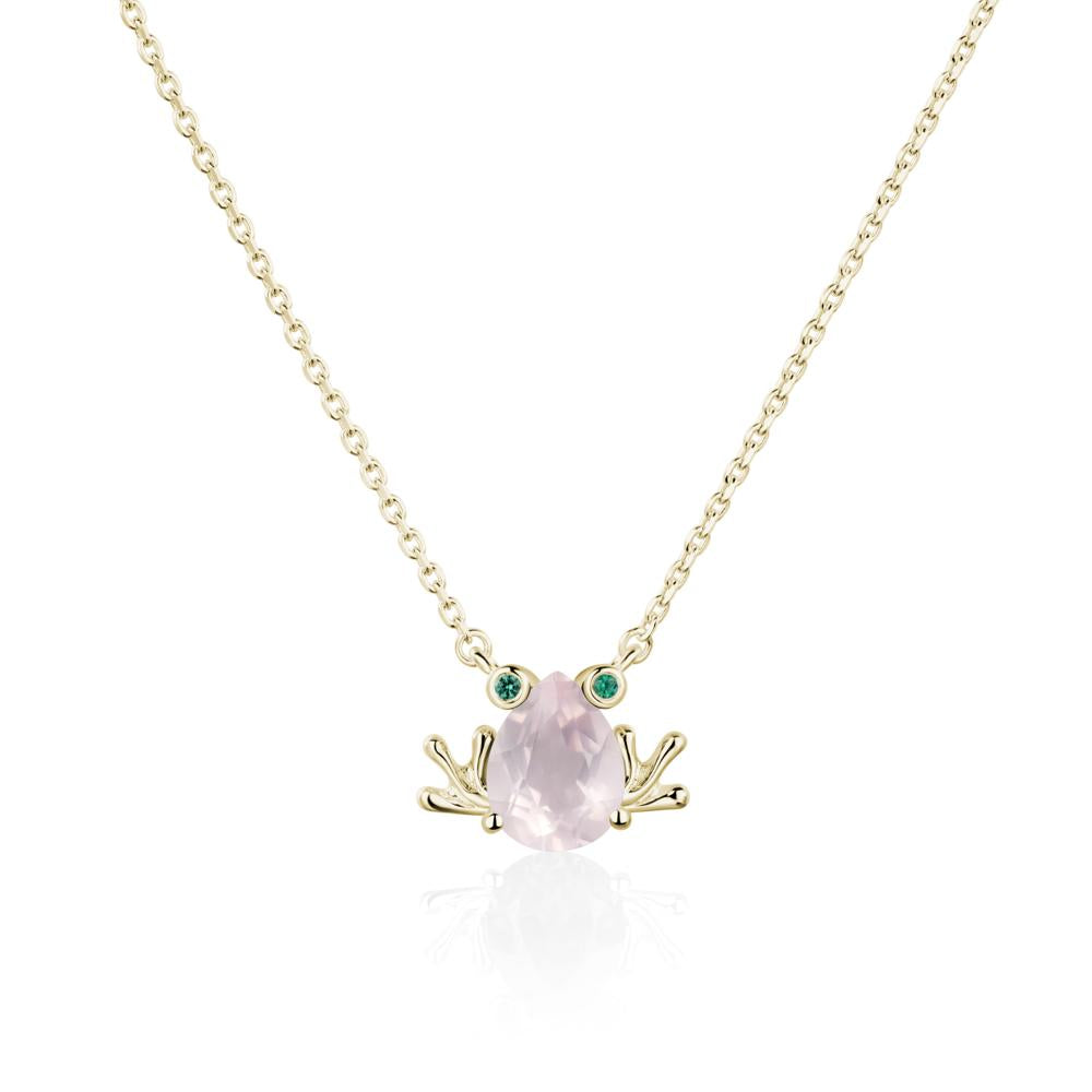 Rose Quartz Frog Necklace | LUO Jewelry #metal_14k yellow gold