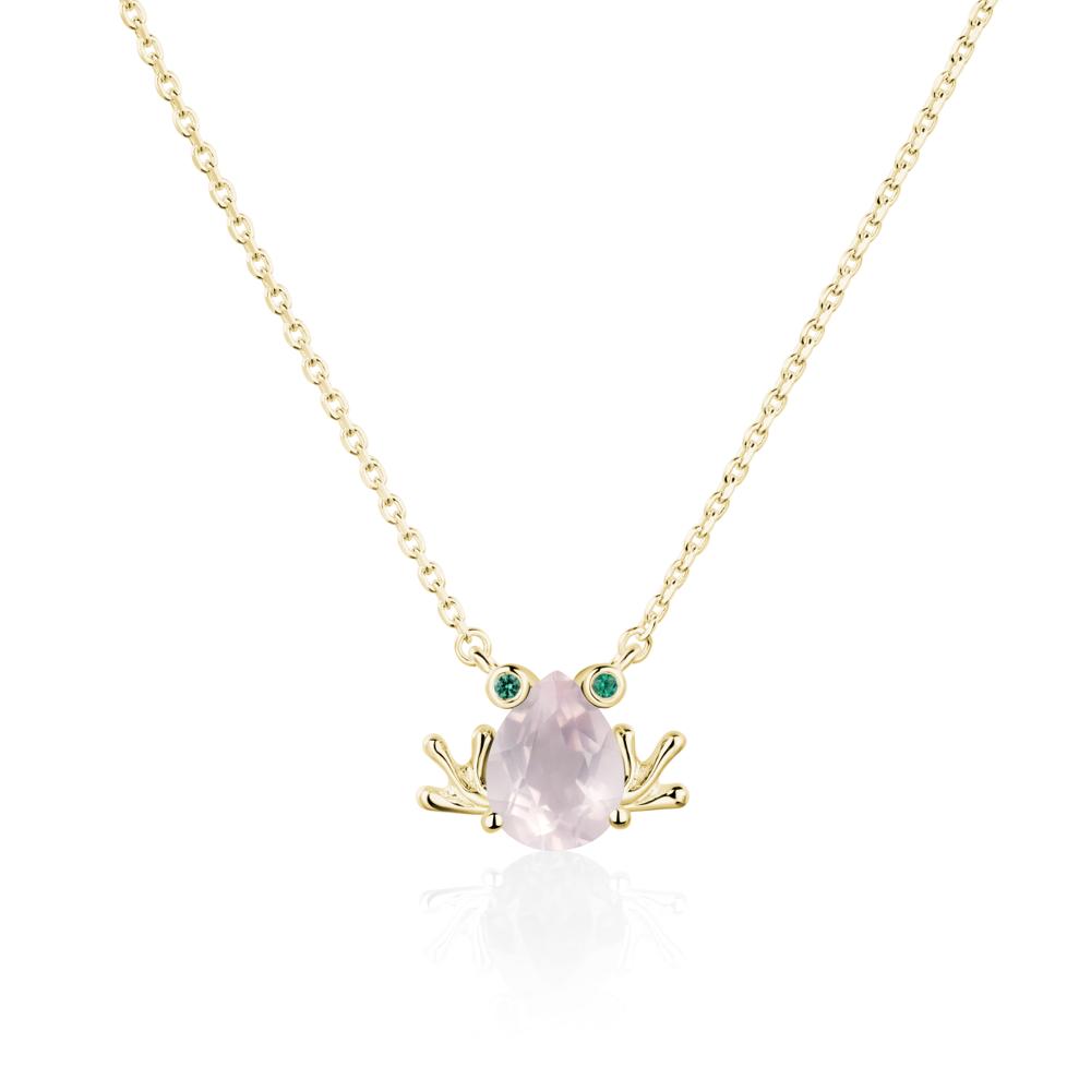 Rose Quartz Frog Necklace | LUO Jewelry #metal_18k yellow gold