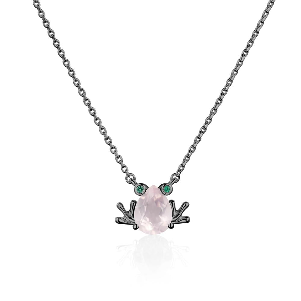 Rose Quartz Frog Necklace | LUO Jewelry #metal_black finish sterling silver