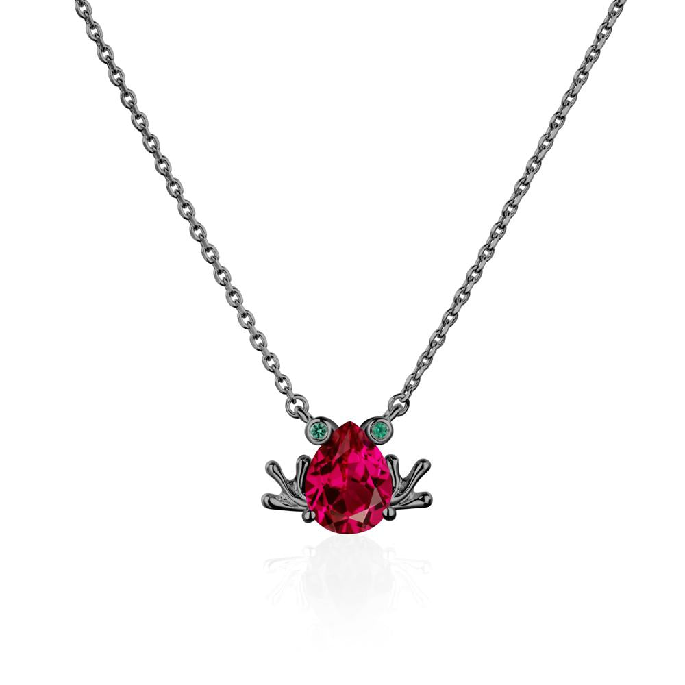 Ruby Frog Necklace | LUO Jewelry #metal_black finish sterling silver