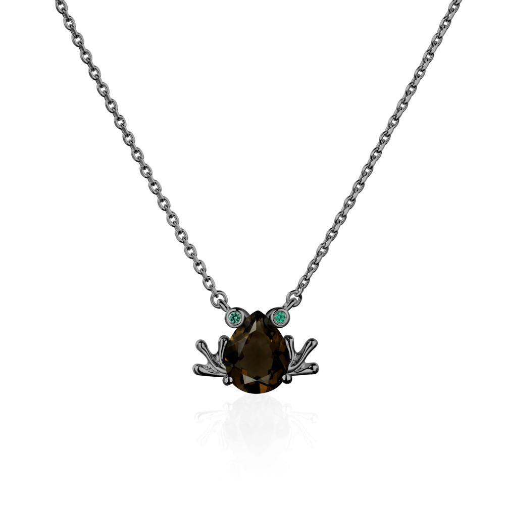 Smoky Quartz Frog Necklace | LUO Jewelry #metal_black finish sterling silver