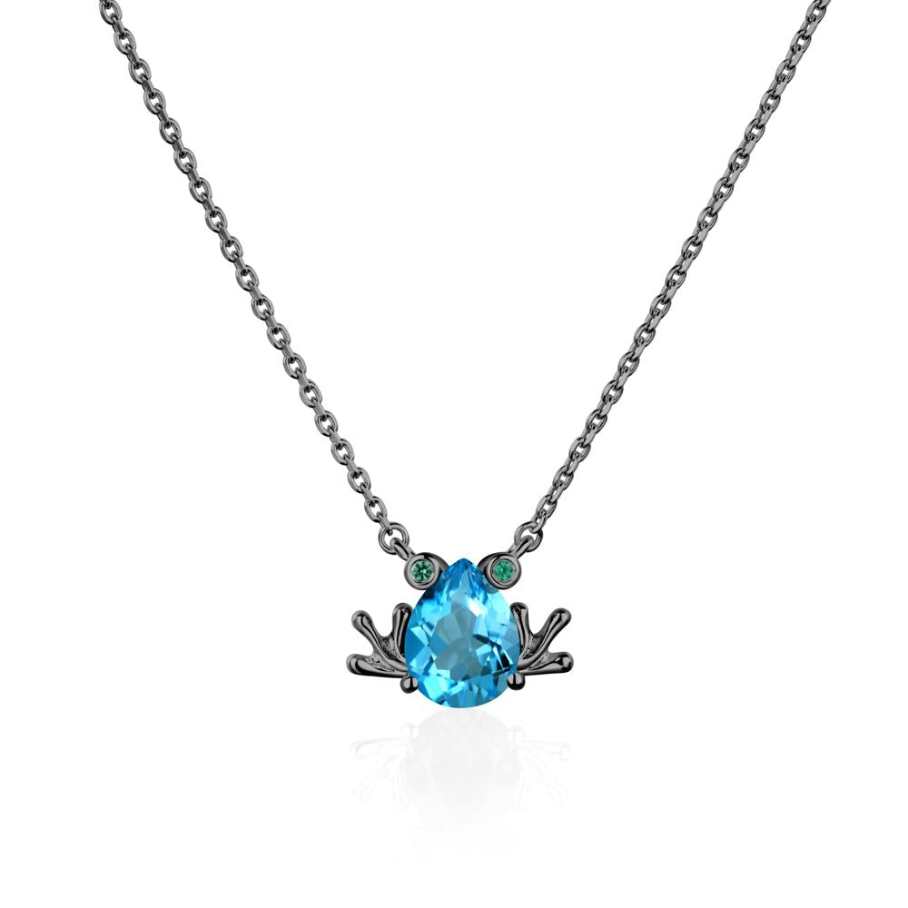 Swiss Blue Topaz Frog Necklace | LUO Jewelry #metal_black finish sterling silver
