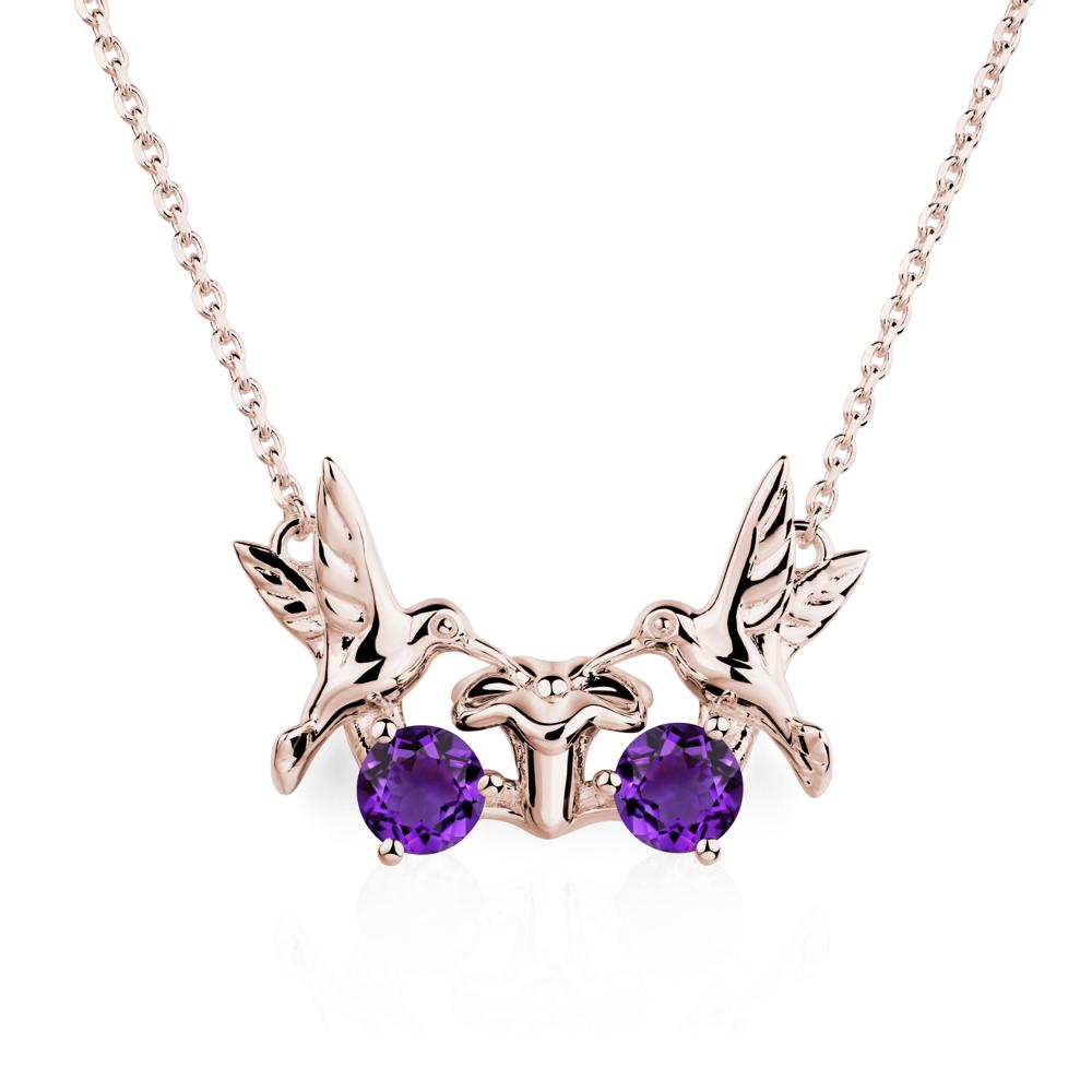 Amethyst Two Stone Hummingbird Necklace | LUO Jewelry #metal_14k rose gold