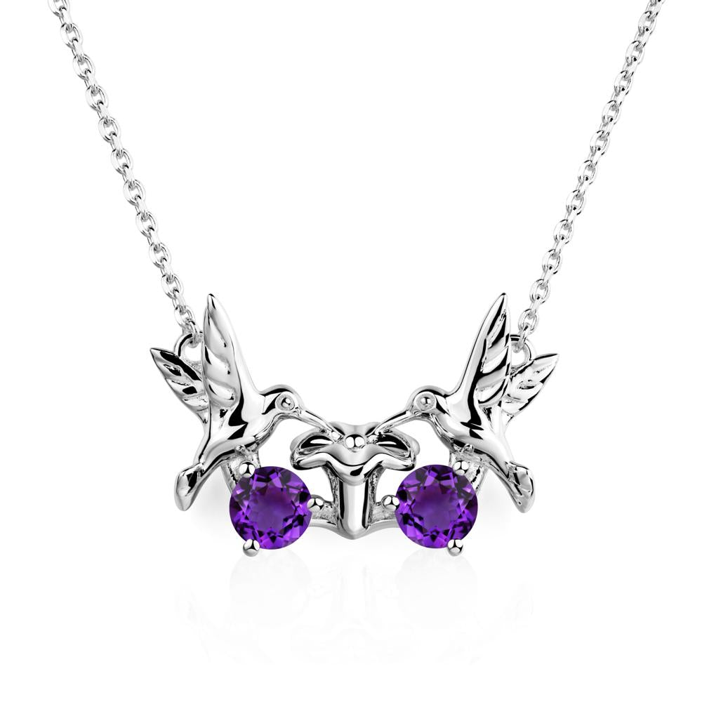 Amethyst Two Stone Hummingbird Necklace | LUO Jewelry #metal_14k white gold