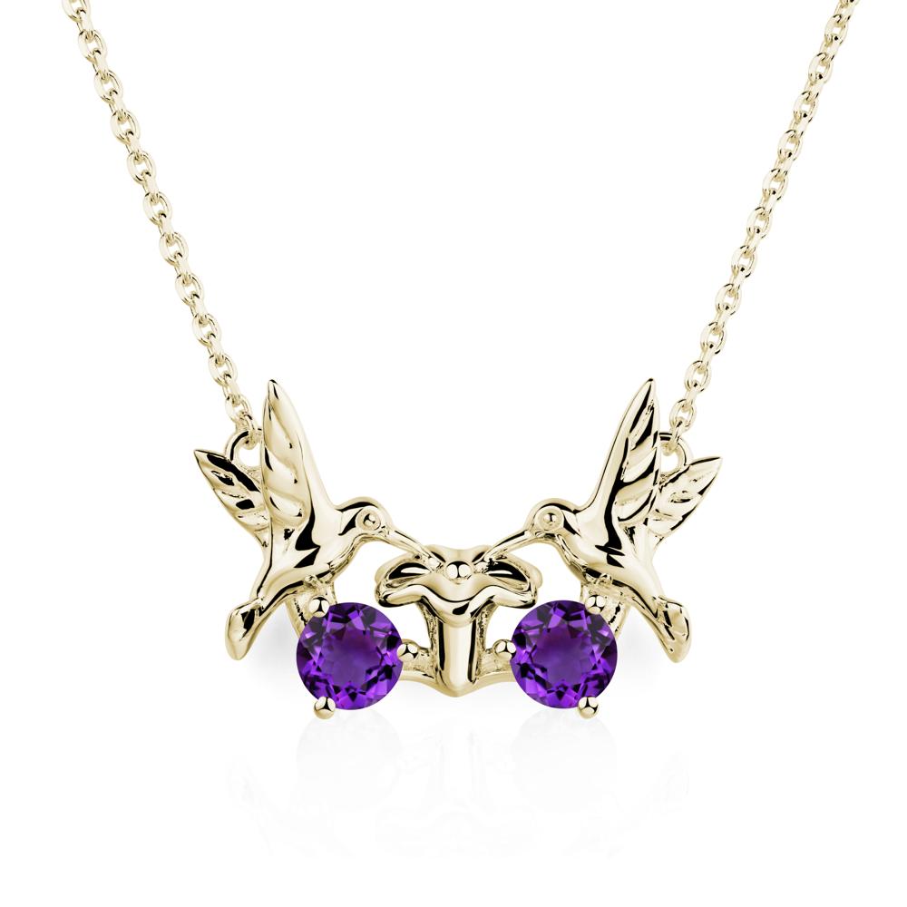 Amethyst Two Stone Hummingbird Necklace | LUO Jewelry #metal_14k yellow gold