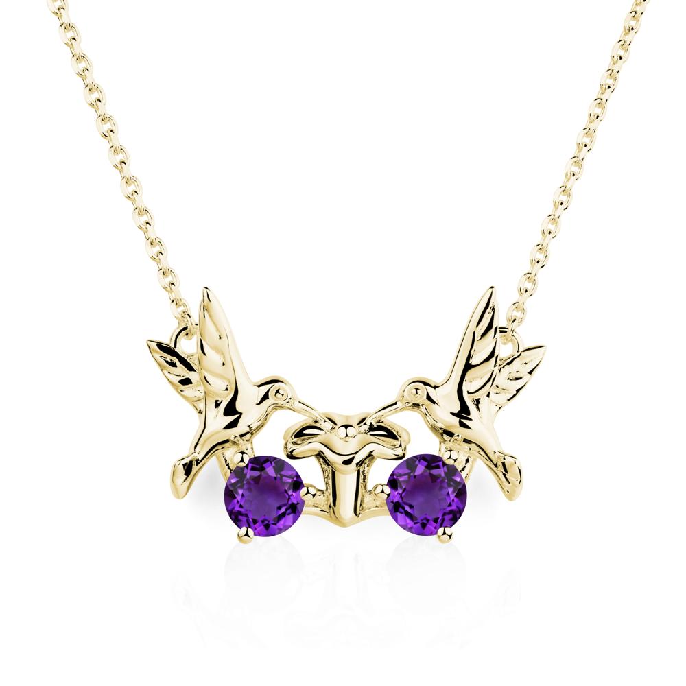 Amethyst Two Stone Hummingbird Necklace | LUO Jewelry #metal_18k yellow gold