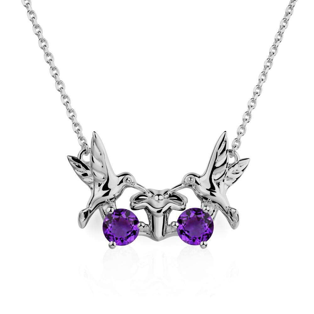 Amethyst Two Stone Hummingbird Necklace | LUO Jewelry #metal_platinum