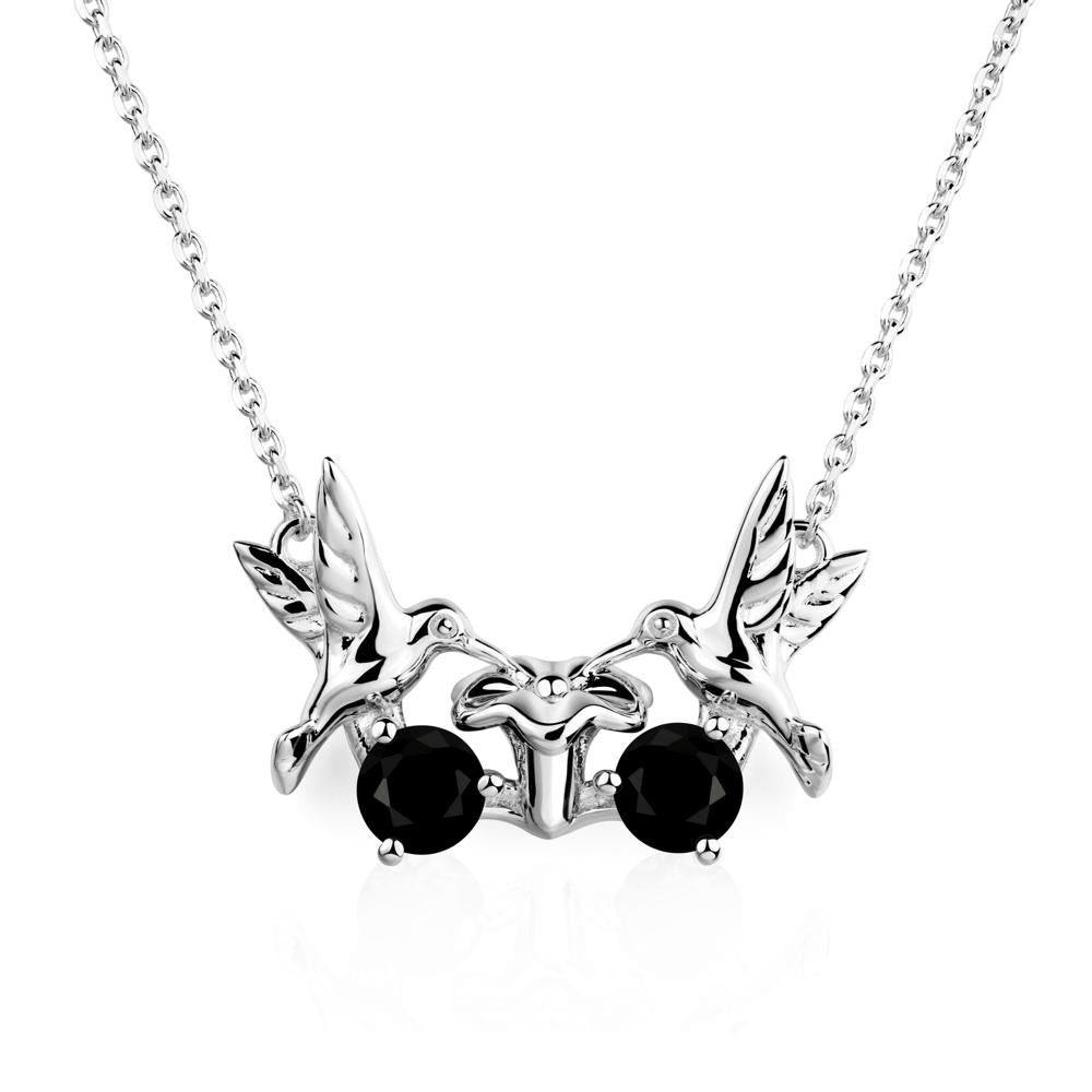 Black Spinel Two Stone Hummingbird Necklace | LUO Jewelry #metal_sterling silver