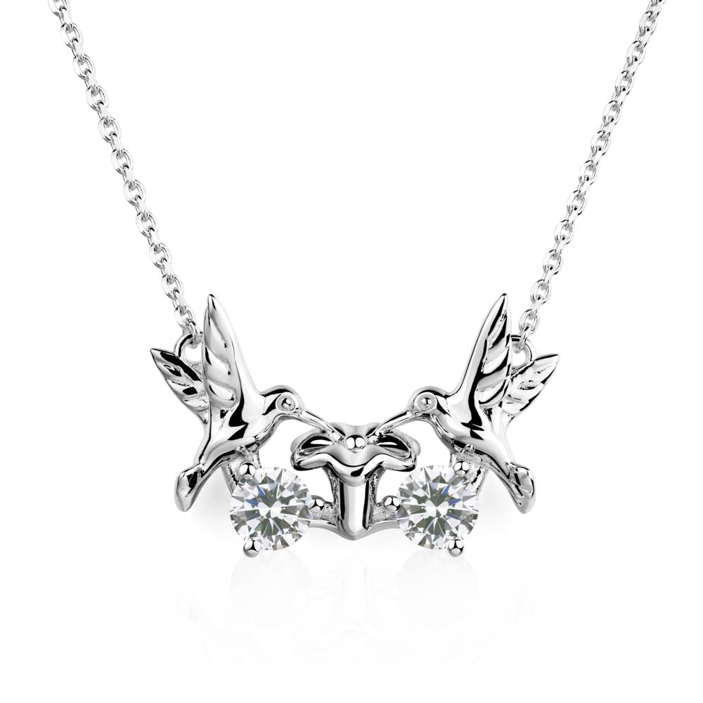 Cubic Zirconia Two Stone Hummingbird Necklace | LUO Jewelry #metal_14k white gold