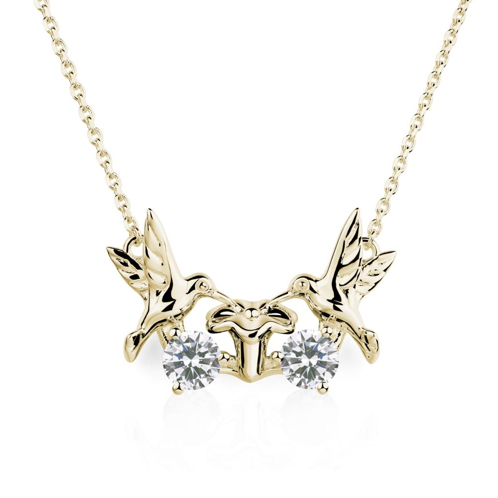 Cubic Zirconia Two Stone Hummingbird Necklace | LUO Jewelry #metal_14k yellow gold