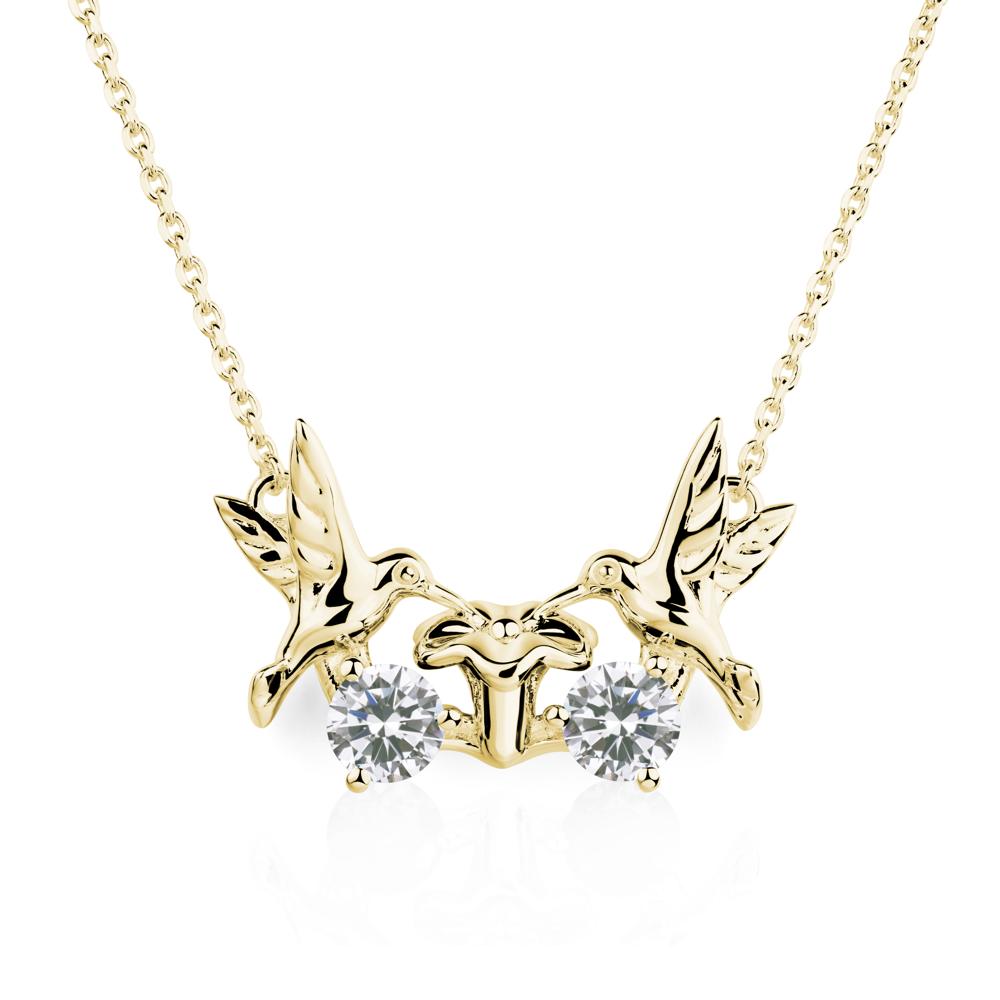 Cubic Zirconia Two Stone Hummingbird Necklace | LUO Jewelry #metal_18k yellow gold