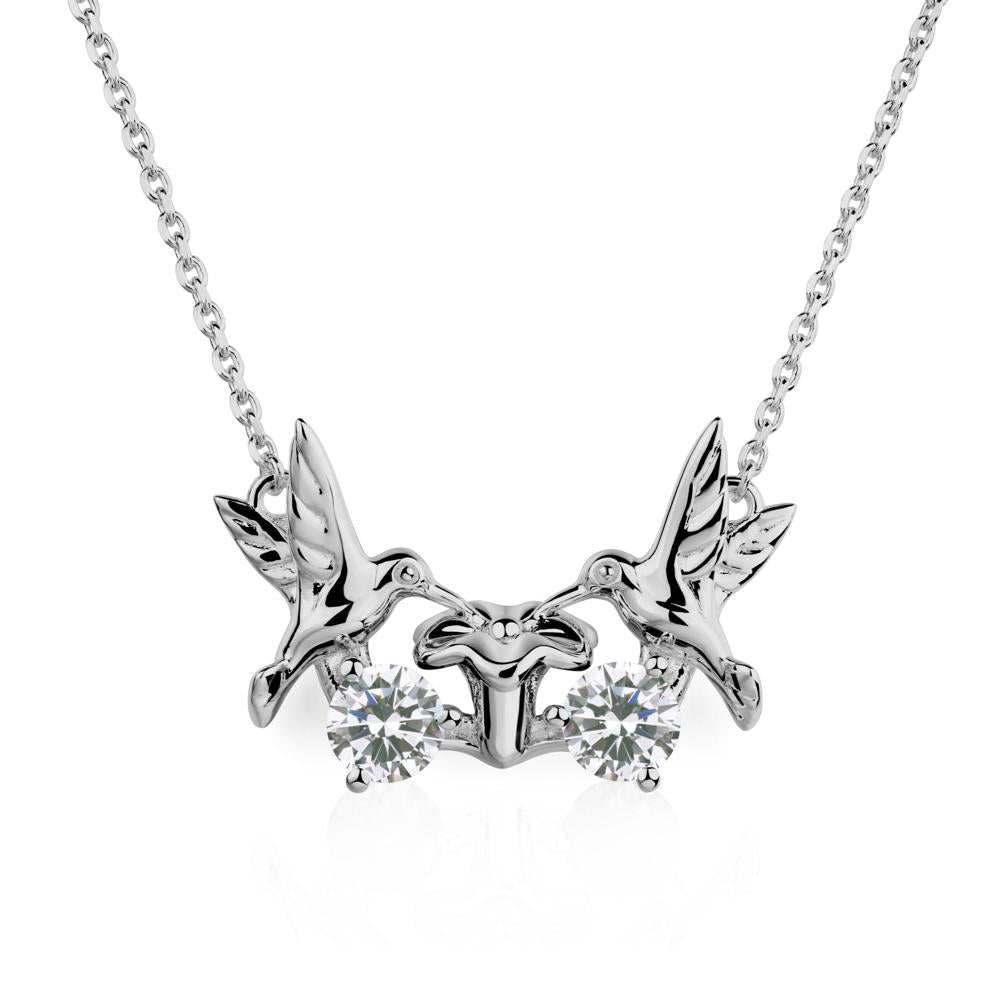 Cubic Zirconia Two Stone Hummingbird Necklace | LUO Jewelry #metal_platinum