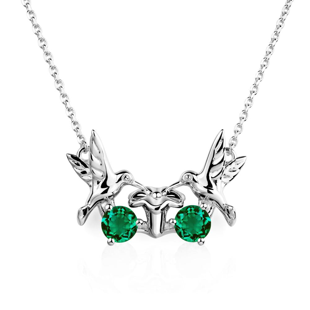 Emerald Two Stone Hummingbird Necklace | LUO Jewelry #metal_sterling silver