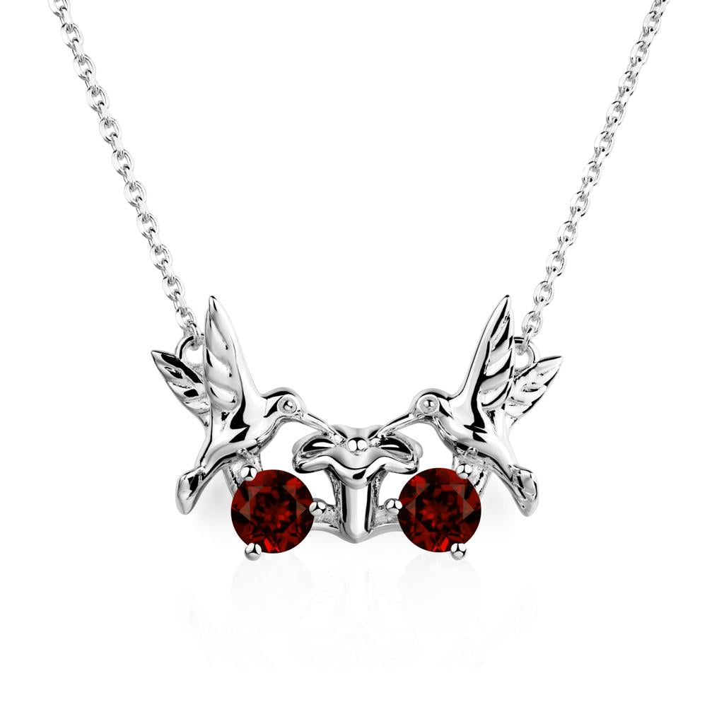 Garnet Necklace Hummingbird | LUO Jewelry #metal_sterling silver