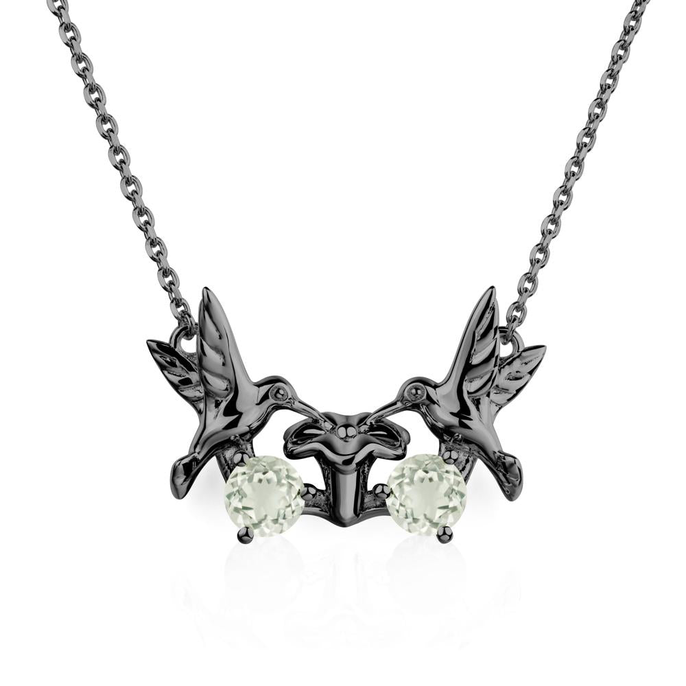 Green Amethyst Two Stone Hummingbird Necklace | LUO Jewelry #metal_black finish sterling silver