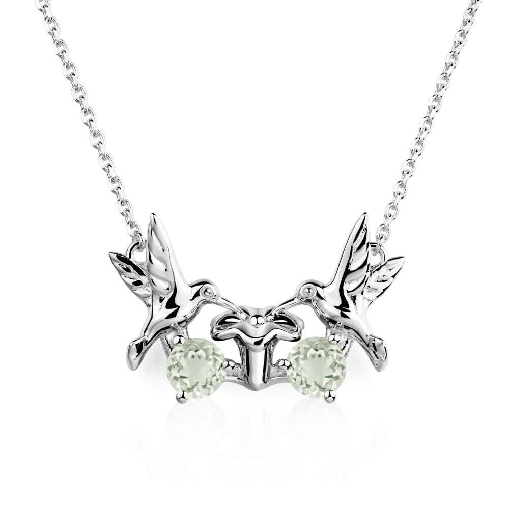 Green Amethyst Two Stone Hummingbird Necklace | LUO Jewelry #metal_sterling silver