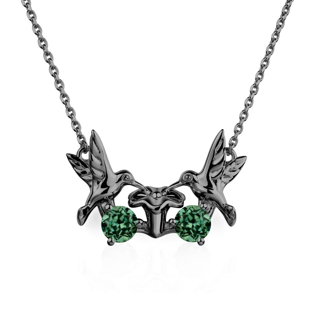 Green Sapphire Necklace Hummingbird | LUO Jewelry #metal_black finish sterling silver